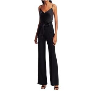 Cinq à Sept Isabel Pant Black Wide-Leg Bow Motif  - 8